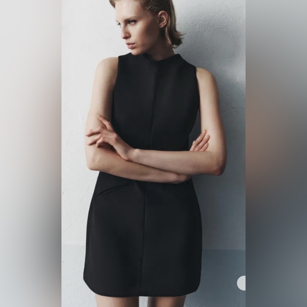 NEW ZARA Women's Medium Black Chic Minimalist Sleeveless Mini Dress - Picture 4 of 13